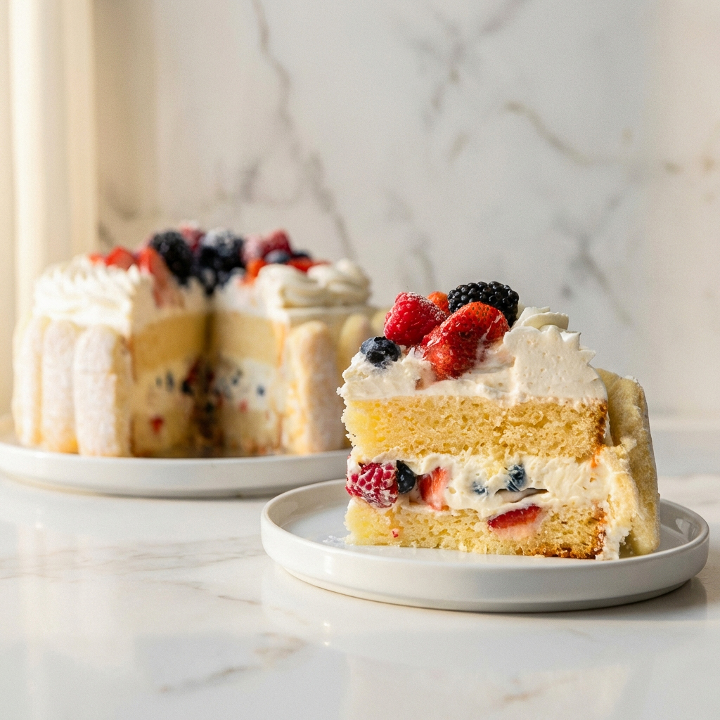 Gateau fruits des bois creme legere